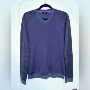 Men’s Ted Baker V-Neck Sweater - Navy and Teal